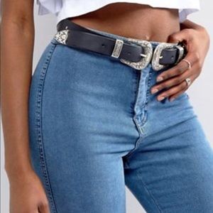 ASOS Small Double Buckle Western Leather Belt